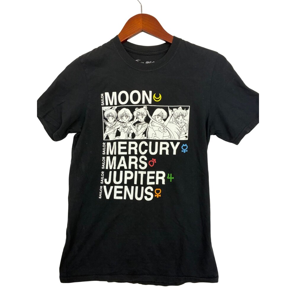 Sailor Moon T Shirt Womens S Black Sailor Scouts Mercury Mars Jupiter Venus Anim